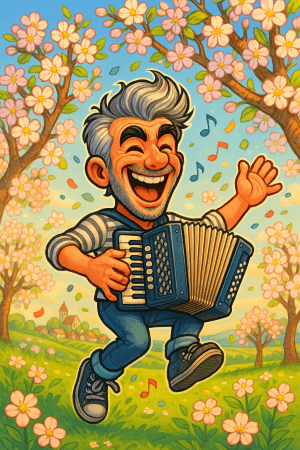 Arie in der Schweiz – vom Nachtzug aus Amsterdam zur Bühne deines Fäschts 9 Arie im Thurgau – zwischen Apfelbäumen und Mostfässern spielt er Quetsche, Stimme und pure Lebensfreude.