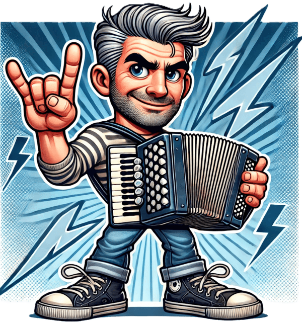 Arie•Rocks Cartoon-Maskottchen – Das Symbol für Live-Musik mit Kick und ausgelassene Partystimmung